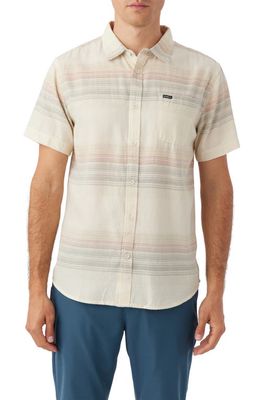 O'Neill Seafarer Stripe Short Sleeve Button-Up Shirt in Cream