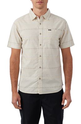 O'Neill Seafarer Stripe Short Sleeve Button-Up Shirt in Light Khaki