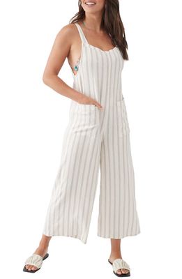 O'Neill Sid Stripe Cover-Up Jumpsuit in Winter White