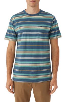 O'Neill Smasher Stripe Cotton Pocket T-Shirt in Storm Blue