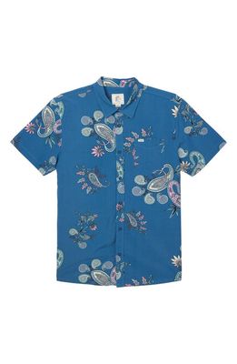 O'Neill Standard Fit Abstract Print Short Sleeve Button-Up Shirt in Indigo
