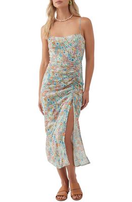 O'Neill Tavia Floral Ruched Midi Sundress in Blue Multi