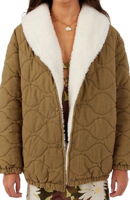 O'Neill Wells Fleece Lined Quilted Jacket in Olive