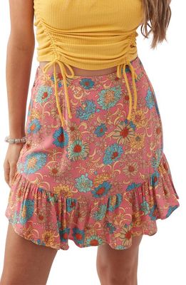 O'Neill Whimsy Floral Ruffle Hem Skirt in Coral