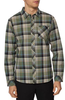 O'Neill Winslow Plaid Flannel Button-Up Shirt in Dark Olive