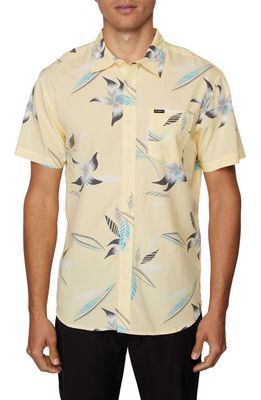 O'Neill Yabro Hibiscus Short Sleeve Button-Up Shirt in Light Yellow
