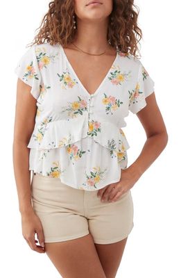 O'Neill Zellie Floral Ruffle Top in Winter White