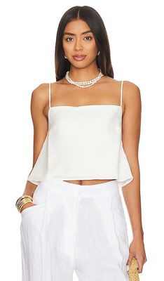 onia Air Linen Square Neck Tank in White
