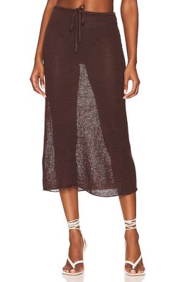 onia Drawstring Midi Skirt in Brown