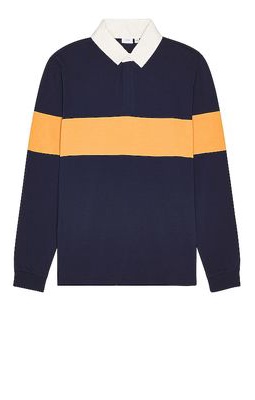 onia Love Sleeve Rugby Polo in Navy