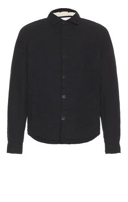 onia Sherpa Lined Cotton Shacket in Black