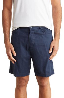 Onia Stretch Traveler Linen Blend Shorts in Deep Navy