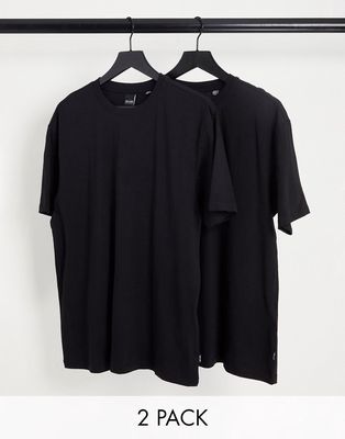 Only & Sons 2 pack relaxed T-shirt in black
