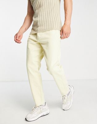 Only & Sons Avi tapered cropped chino in pastel yellow