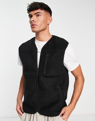 Only & Sons borg gilet vest in black