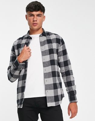 Only & Sons buffalo check shirt in gray and black