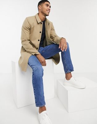 Only & Sons car coat in beige-Neutral