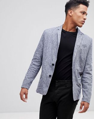 Only & Sons Chambray Blazer-Blue