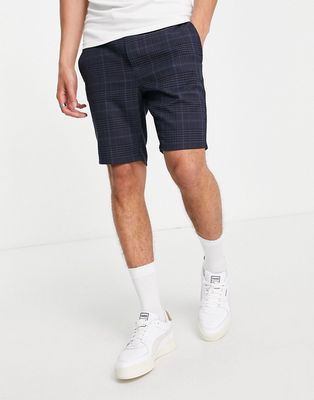 Only & Sons check short with drawstring waist in navy-Grey