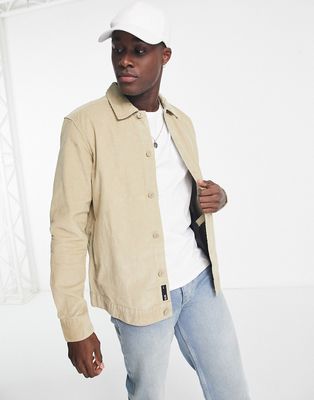 Only & Sons cord overshirt in beige-Neutral