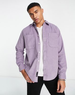 Only & Sons cord overshirt in lilac-Purple