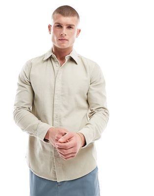 Only & Sons cord shirt in beige-White