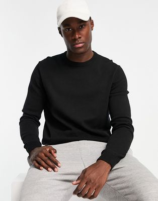 Only & Sons cotton crew neck sweater in black