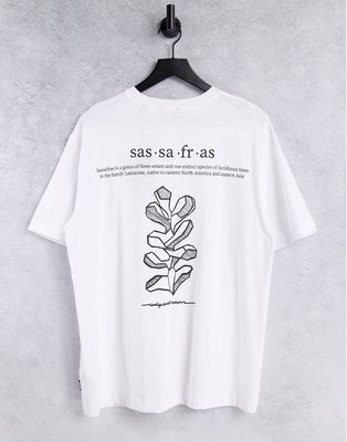 Only & Sons cotton oversized slub t-shirt with back print in white - WHITE