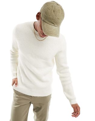 Only & Sons faux wool sweater in light ecru-Neutral