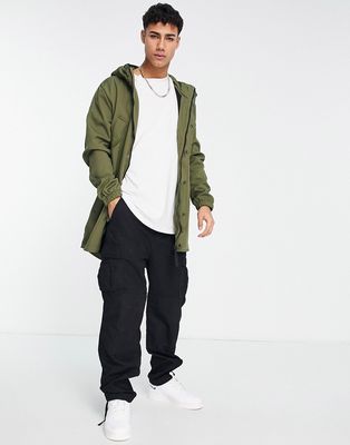 Only & Sons fishtail parka in light green