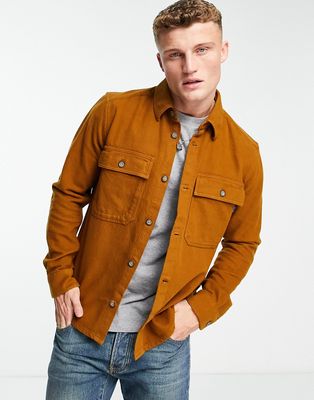 Only & Sons flannel overshirt in brown