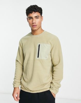 Only & Sons fleece sweatshirt in off white