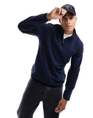 Only & Sons half zip fleece sweater in blue-Navy