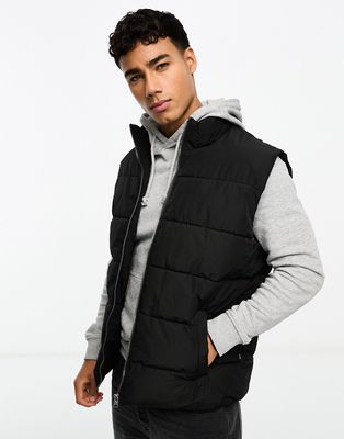 Only & Sons heavyweight puffer vest in black