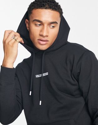 Only & Sons hoodie with chest logo in black