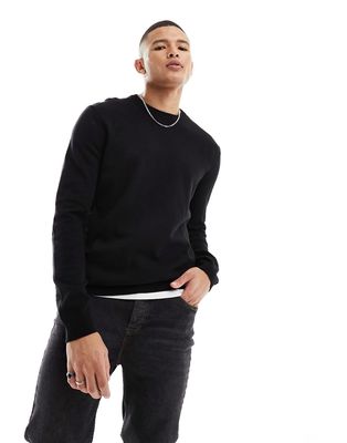 Only & Sons knit crew neck sweater in black
