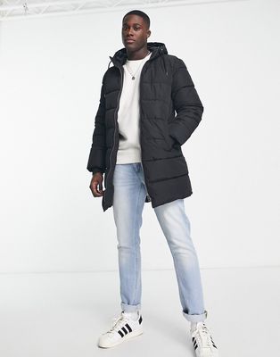 Only & Sons longline heavy weight puffer in black