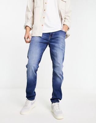 Only & Sons Loom regular fit jog jeans in mid wash-Blue