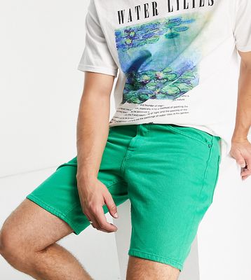 Only & Sons loose fit denim shorts in green