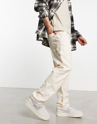 Only & Sons loose fit worker pants in ecru-White