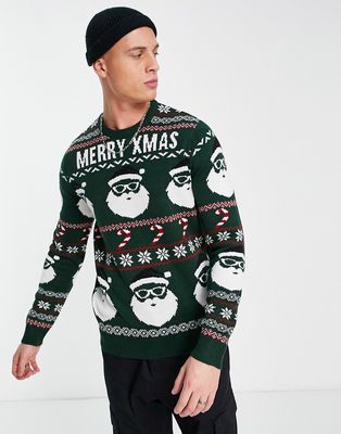 Only & Sons merry xmas christmas sweater in green