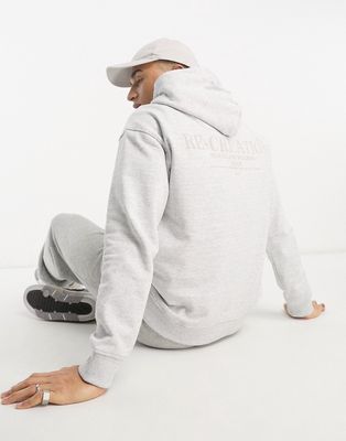 Only & Sons overiszed hoodie with re-creation back print in gray heather-Neutral