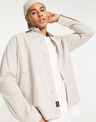 Only & Sons overshirt in stone-Neutral