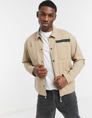 Only & Sons overshirt jacket in beige-Neutral