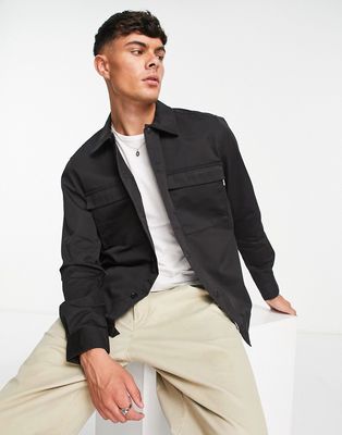 Only & Sons overshirt with double pockets in black