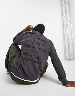 Only & Sons oversized crew neck sweat with racing back print in gray