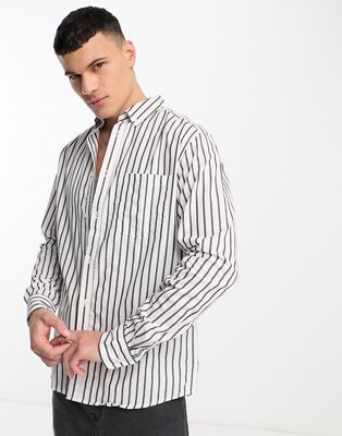 Only & Sons oversized shirt in navy stripe