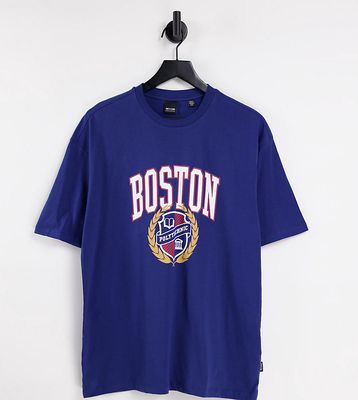Only & Sons oversized t-shirt with Boston print in navy Exclusive at ASOS