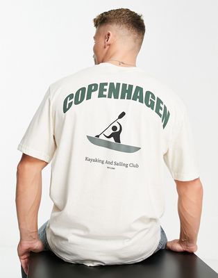 Only & Sons oversized T-shirt with Copenhagen print in white