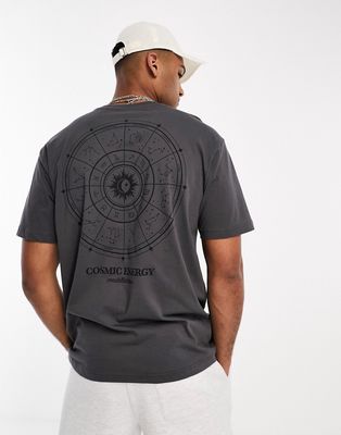 Only & Sons oversized t-shirt with cosmic energy print in gray